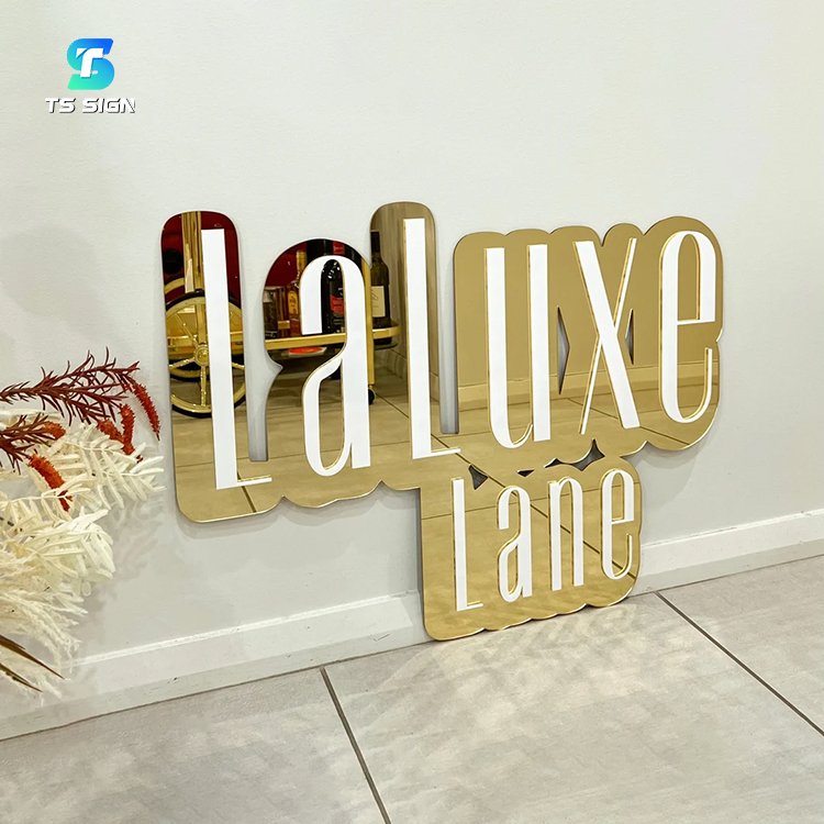 Acrylic Mirror Wall Logo Self Adhesive Removable 3D Letter Sign For Business Name