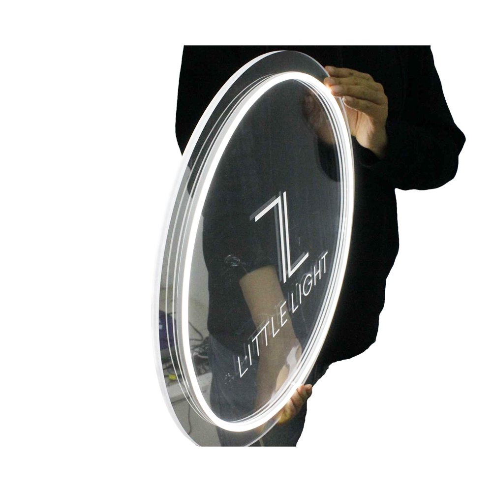 Acrylic Signage Board Interior Backlit Marquee Outdoor Advertisement Circle Salon Led Sign