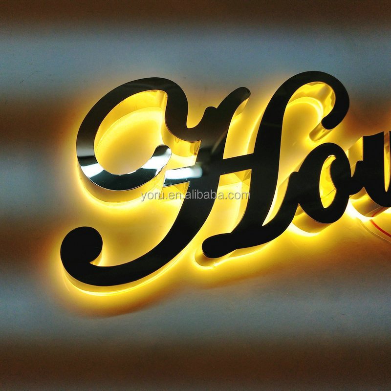 Custom 3D outdoor storefront led advertising letter sign stainless steel LED sign board alphabet illuminated letters