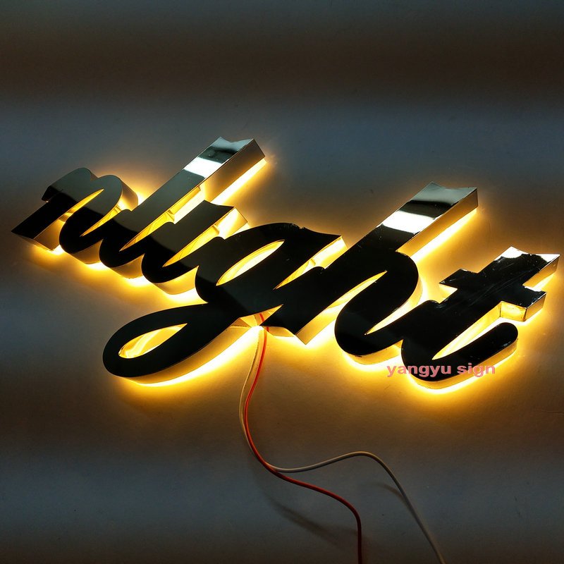 Custom 3D outdoor storefront led advertising letter sign stainless steel LED sign board alphabet illuminated letters