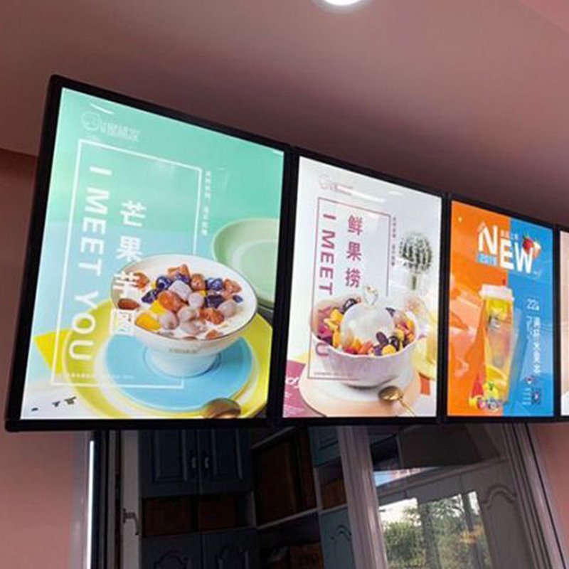 Custom Slim Wall Mount Indoor Advertising Boards Aluminum Lightbox Frame Magnetic for A4 size