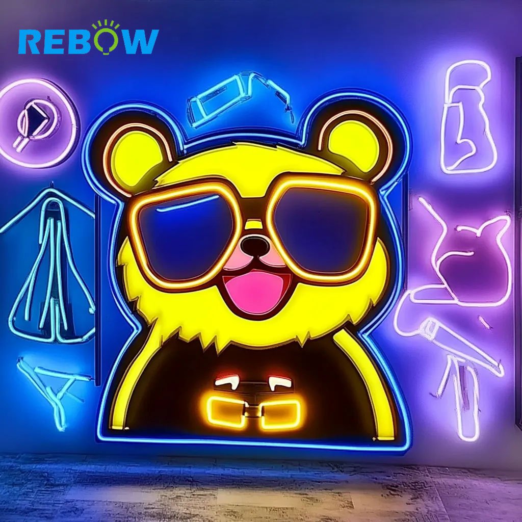 Rebow Drop Shipping Custom Logo Neon Light Wedding Sign UV Printed Custom Neon Sign Advertising Board