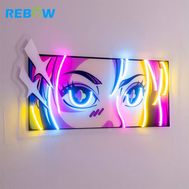 Rebow Drop Shipping Custom Logo Neon Light Wedding Sign UV Printed Custom Neon Sign Advertising Board