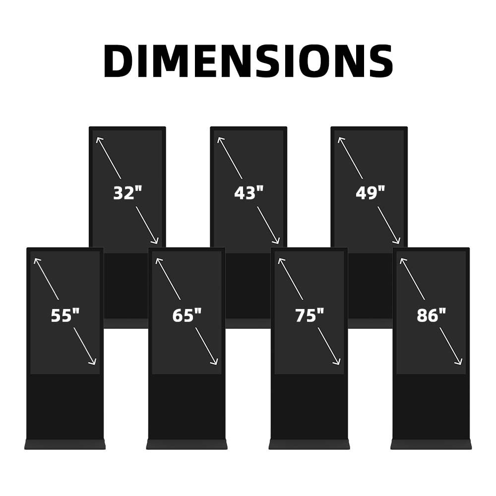 Indoor 55 Inch Advertising Player Touch Screen Floor Stand Kiosk 4K Totem Screen Digital Signage And Display