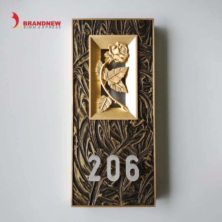 BRANDNEWSIGN Custom Office Door Numbers Sign Hotel Room Number Signs Plate Polished Apartment Door Number Plate