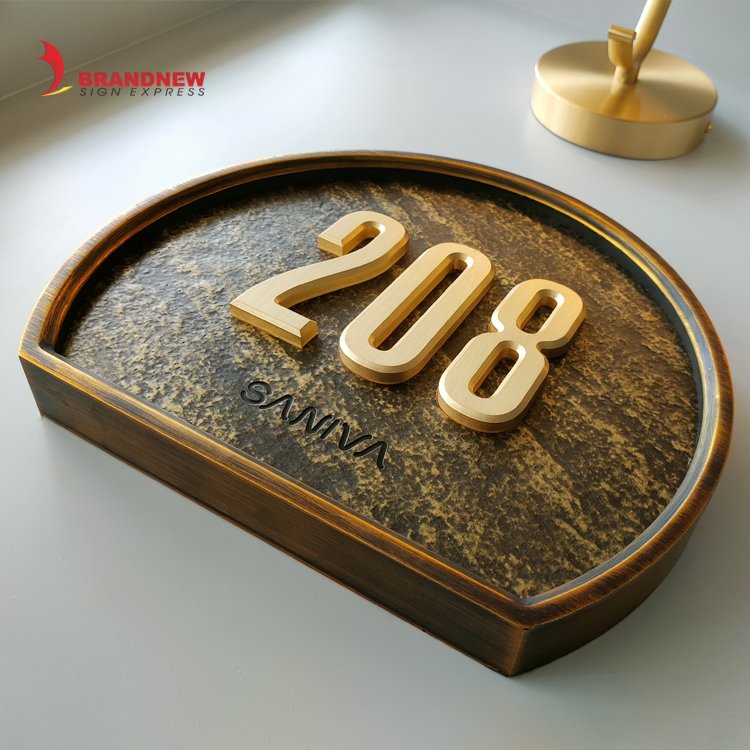 BRANDNEWSIGN Custom Office Door Numbers Sign Hotel Room Number Signs Plate Polished Apartment Door Number Plate