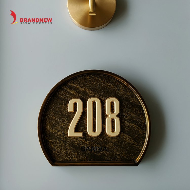 BRANDNEWSIGN Custom Office Door Numbers Sign Hotel Room Number Signs Plate Polished Apartment Door Number Plate