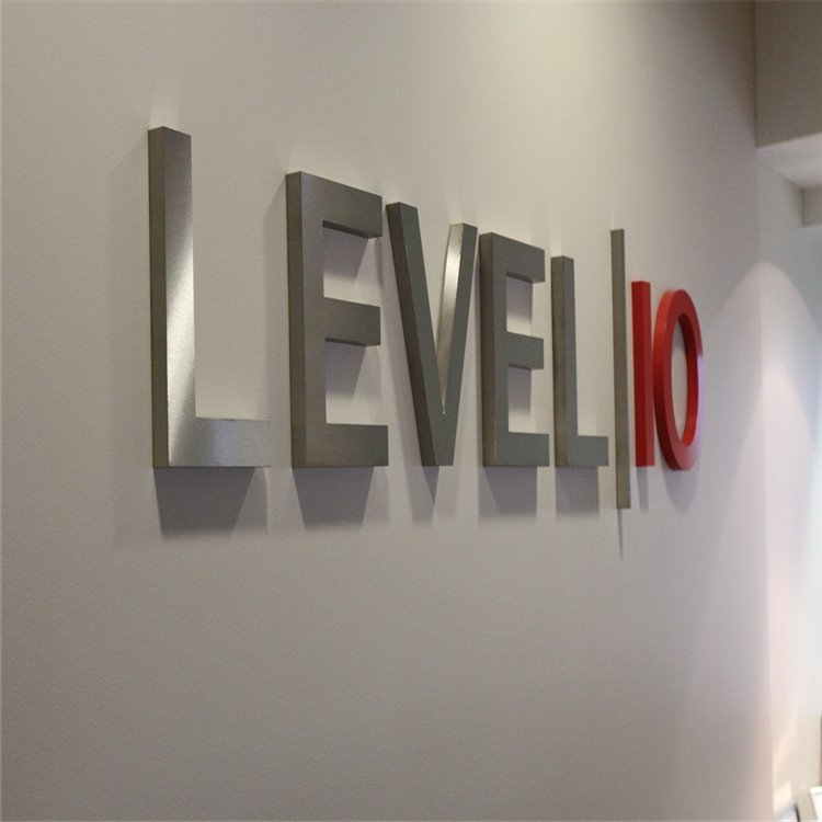 waterproof outdoor store shop front advertising building office 3d metal brushed stainless steel logo letter sign board