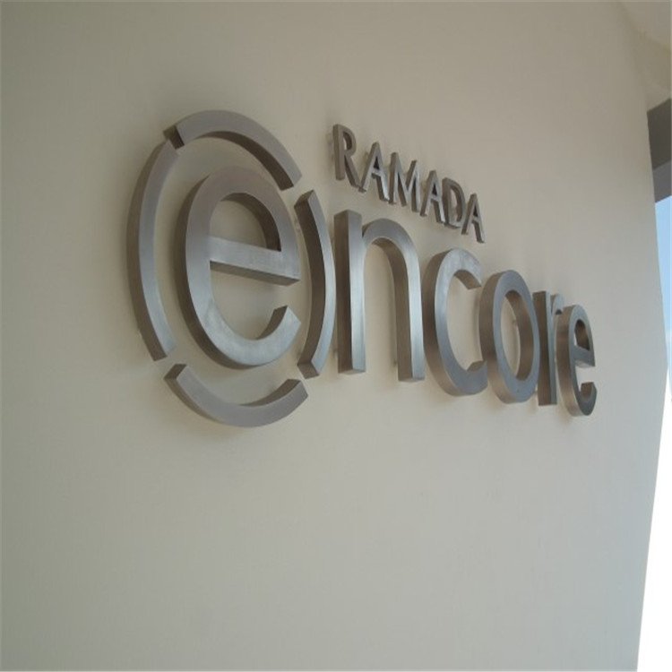 waterproof outdoor store shop front advertising building office 3d metal brushed stainless steel logo letter sign board