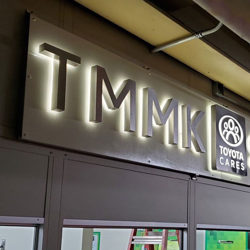 Brushed Chromed Led Backlit Letters Logo Light Business Stainless Steel Channel Letter Outdoor Acrylic 3D Led Backlit Sign Board