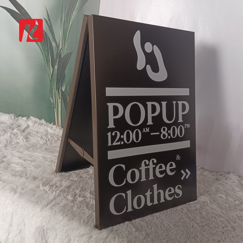 Kexian Custom Folding Metal Advertising Boards Outdoor Sidewalk Sign Business Double Sided A Frame Sign Stand