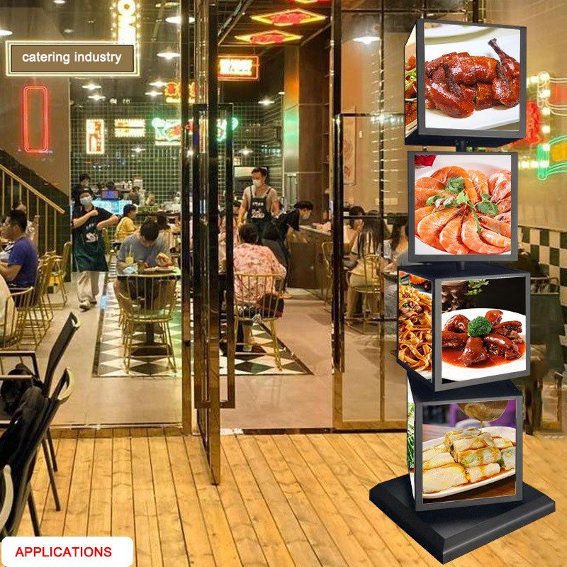 Restaurant stand rotating advertising LED menu board signage rotary BBQ sign lightbox display poster frame for barbecue