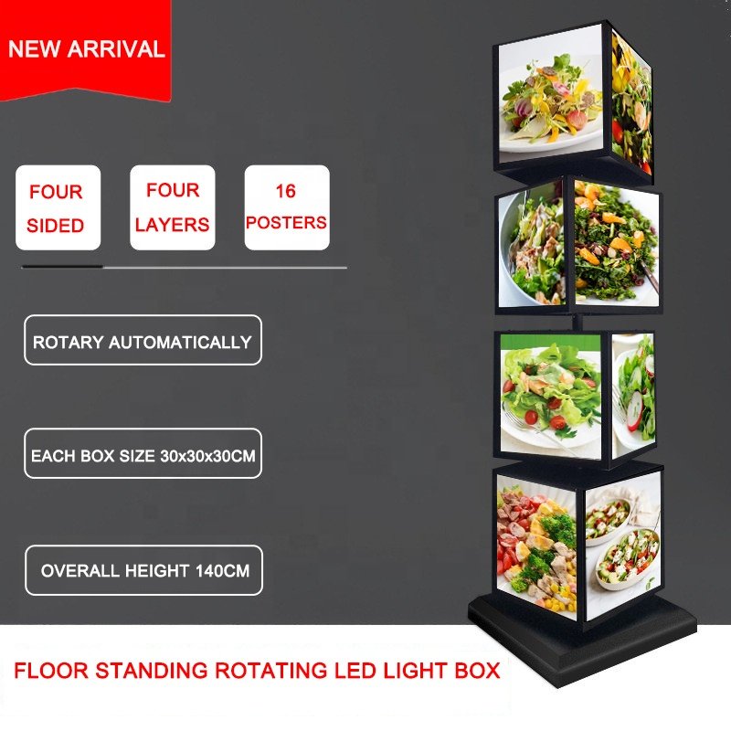 Restaurant stand rotating advertising LED menu board signage rotary BBQ sign lightbox display poster frame for barbecue