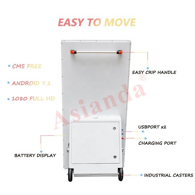 43 Inch Standalone Totem Kiosk Foldable Portable Advertising Battery Powered Digital Signage LCD Poster Screen Display