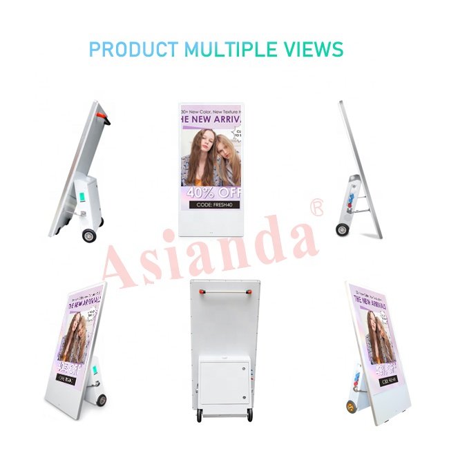 43 Inch Standalone Totem Kiosk Foldable Portable Advertising Battery Powered Digital Signage LCD Poster Screen Display