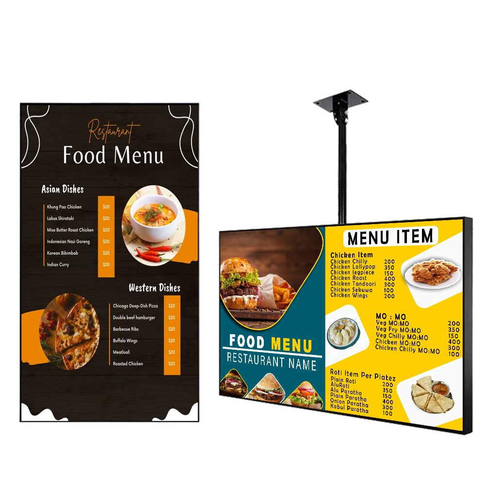 Wall Mounted Lcd Digital Signage 55Inch Indoor Android Advertising Screen Digital Menu Board For Restaurant Fast Food