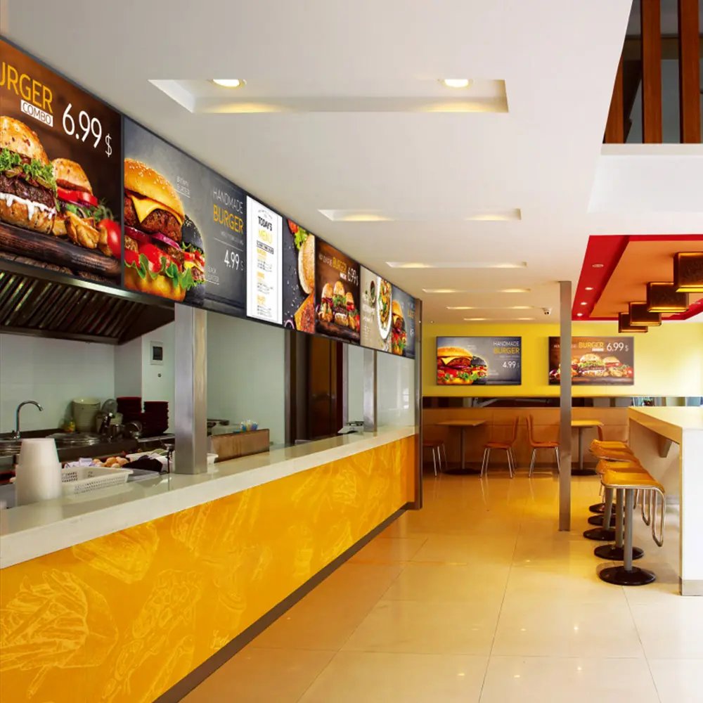 Wall Mounted Lcd Digital Signage 55Inch Indoor Android Advertising Screen Digital Menu Board For Restaurant Fast Food