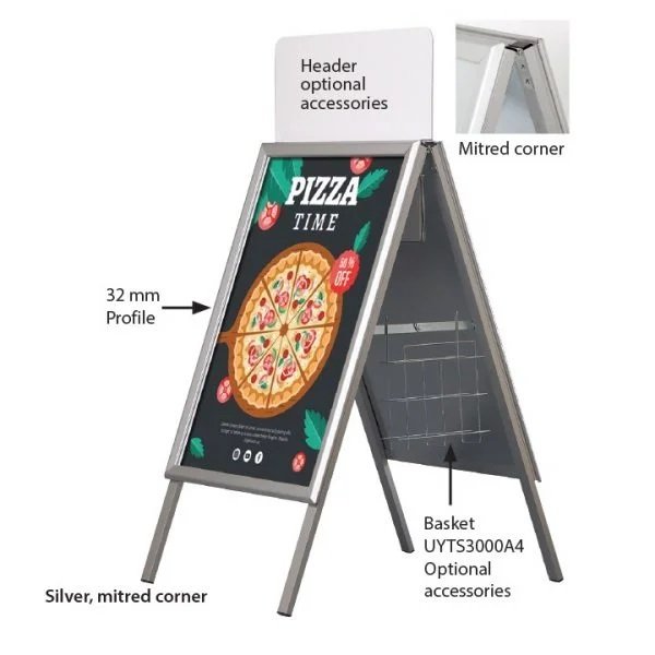 Indoor Outdoor A Board Pavement Sign Round or Mitred Corner B2 50 x 70 cm Free Standing A Board Poster Board