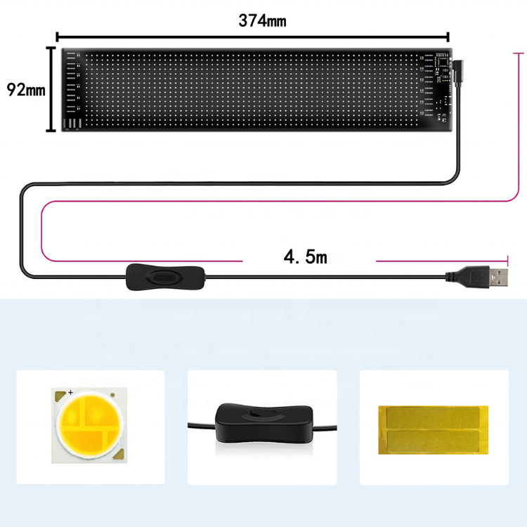 Scrolling text 16*64 mm car mounted led flexible screen