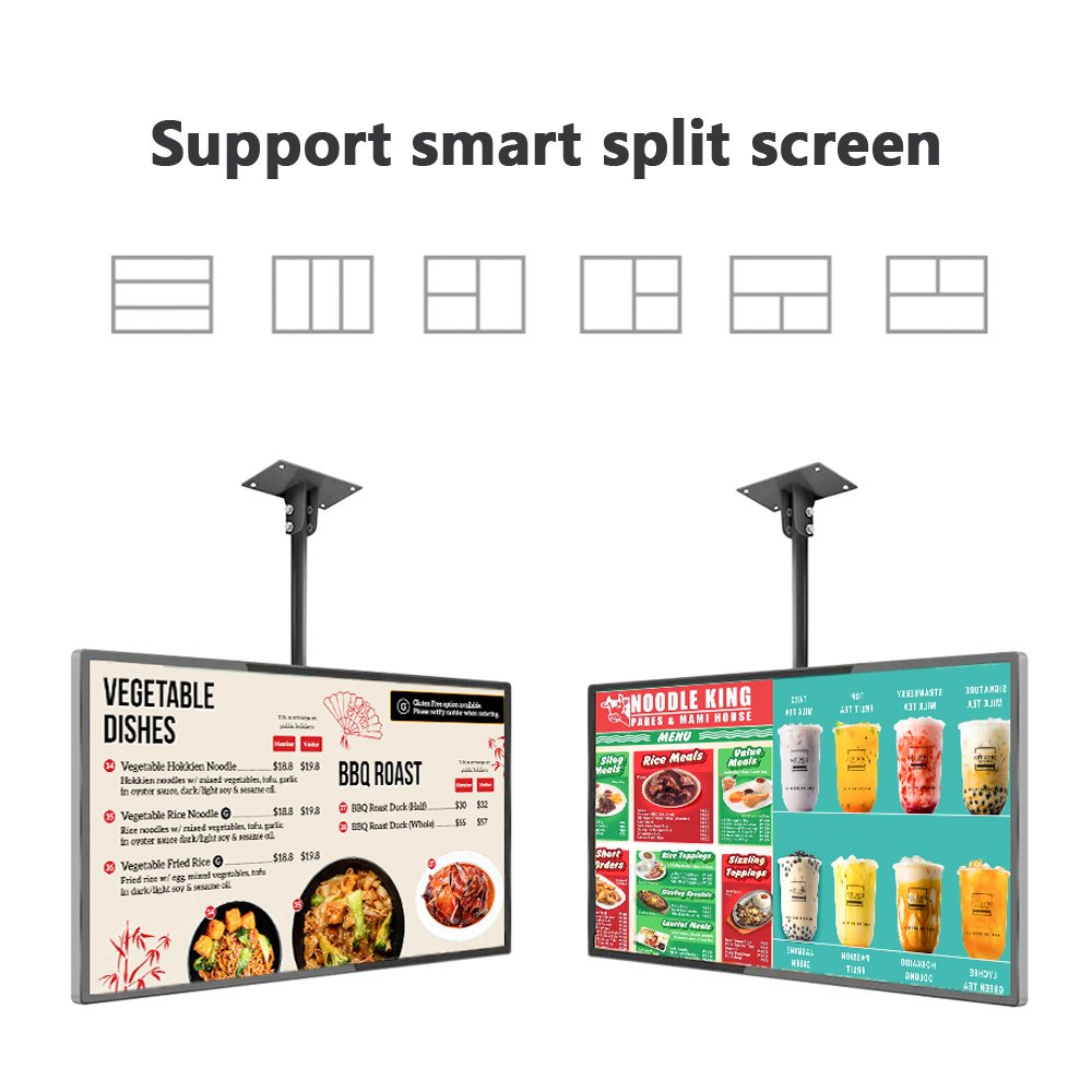 43 49 55 inch Digital Menu Board Coffee Shop Restaurant totem Indoor Hanging Advertising Machine Digital Signage and Display