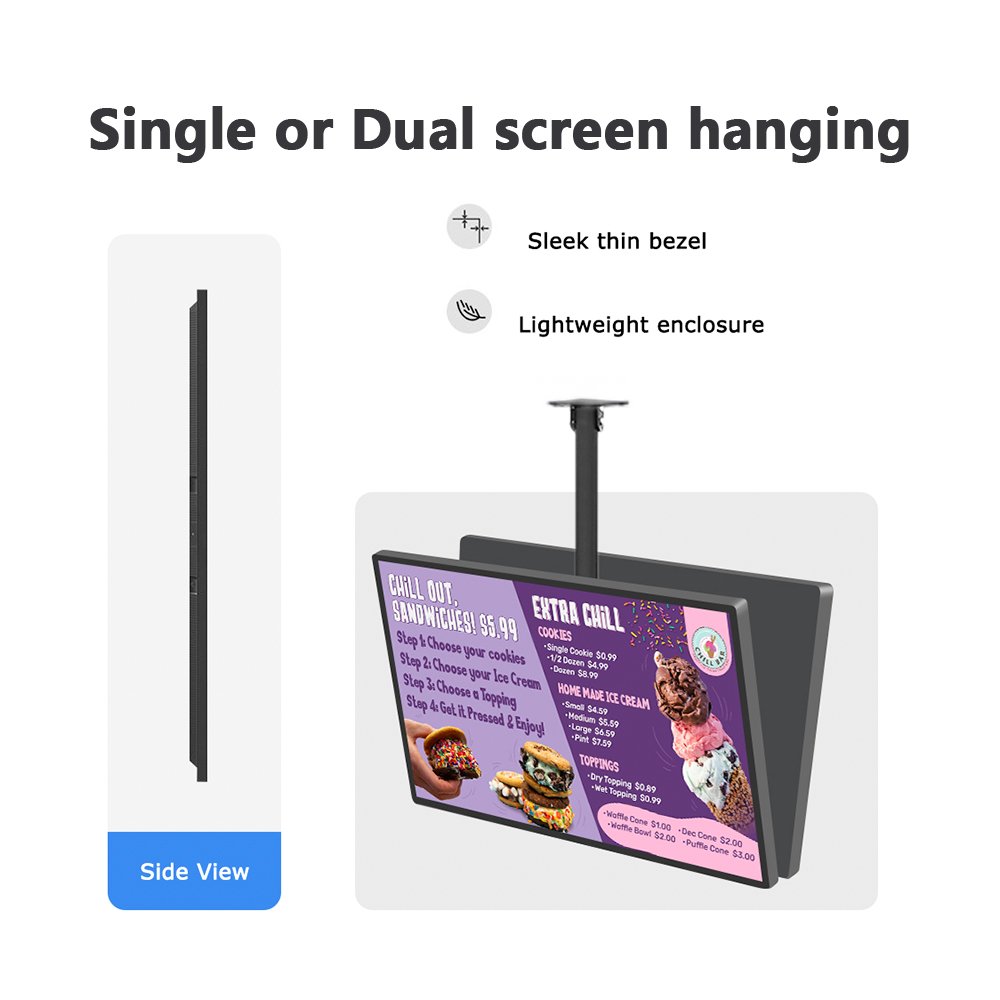 43 49 55 inch Digital Menu Board Coffee Shop Restaurant totem Indoor Hanging Advertising Machine Digital Signage and Display