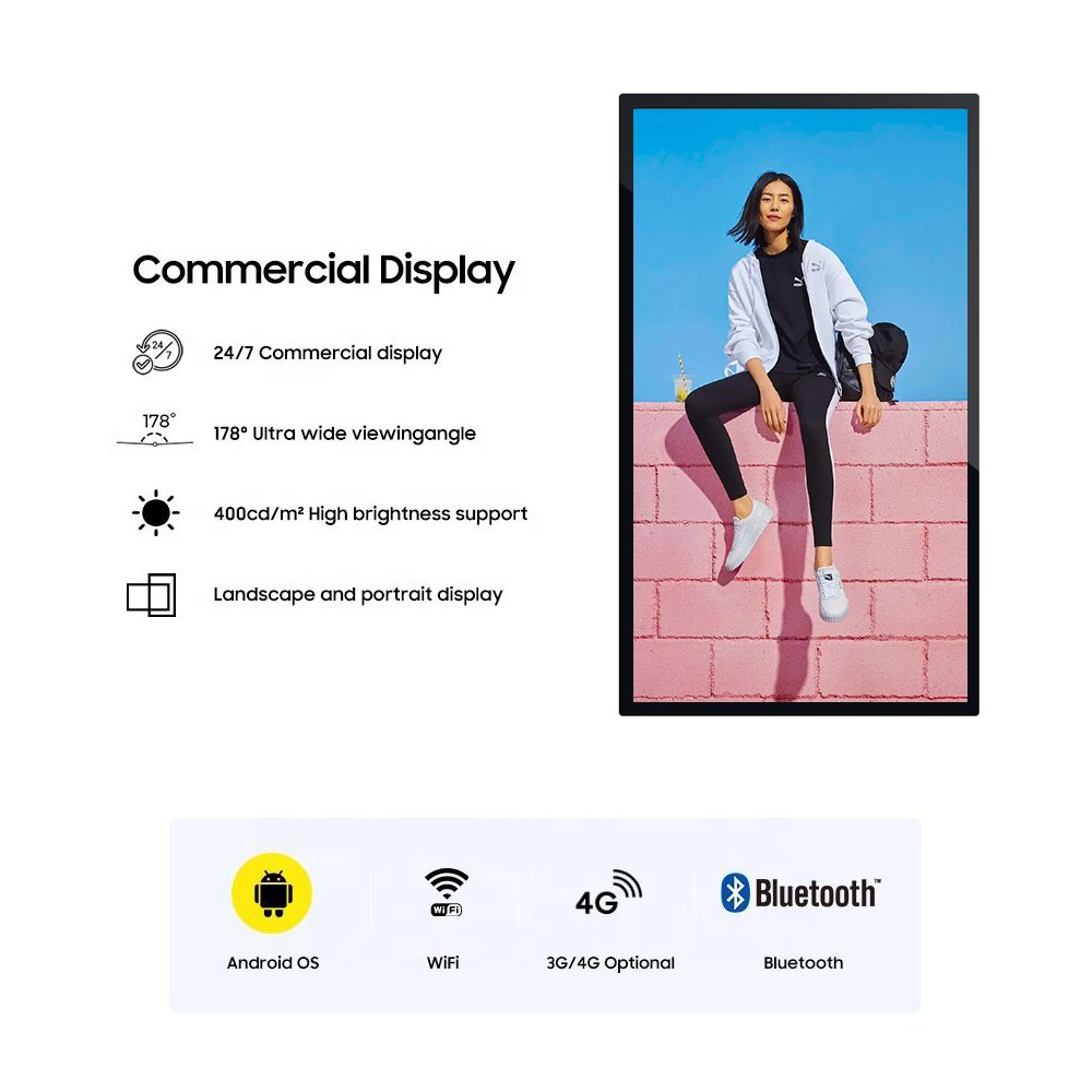 Wholesale media player board 32 43 49 55 65 inch Android Digital Signage Wall Mounted Touch Screen LCD Poster Display