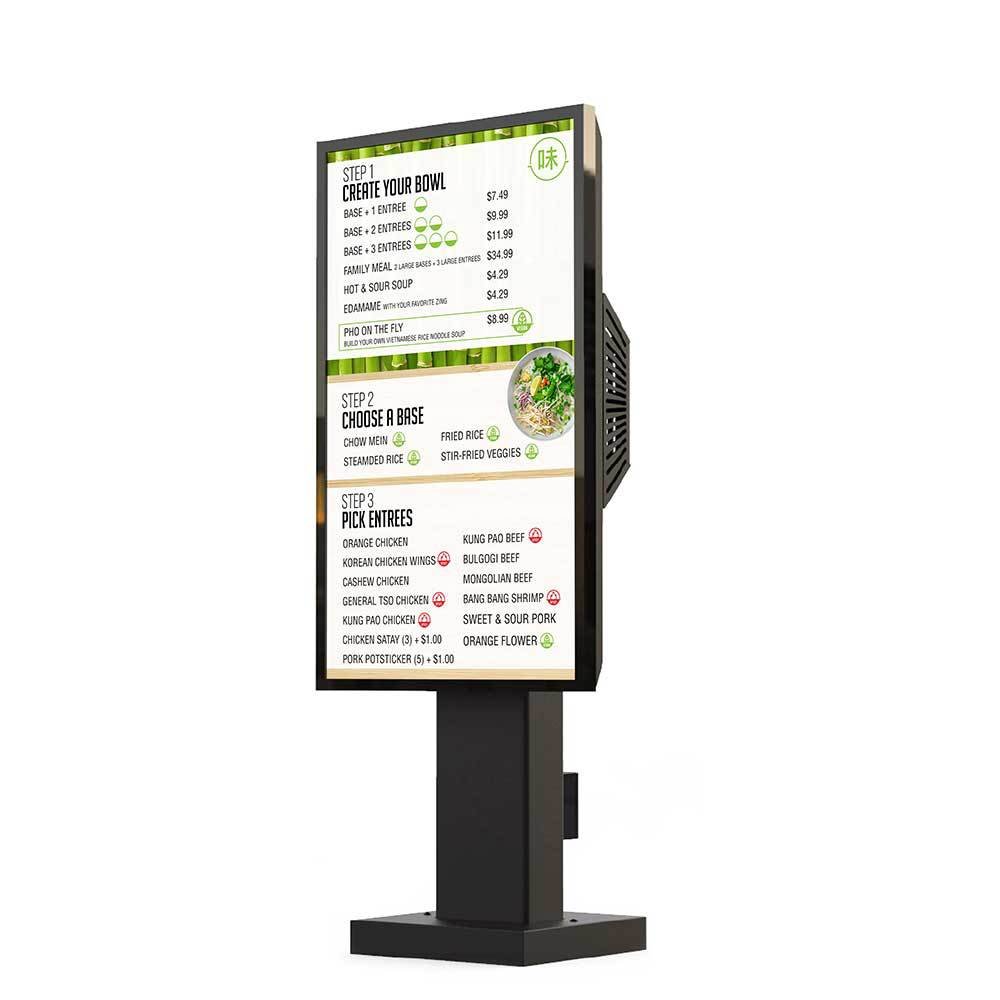 Outdoor Advertising Screen Drive Thru System LCD Menu Board Waterproof 4K TV Kiosk Totem Digital Signage Display