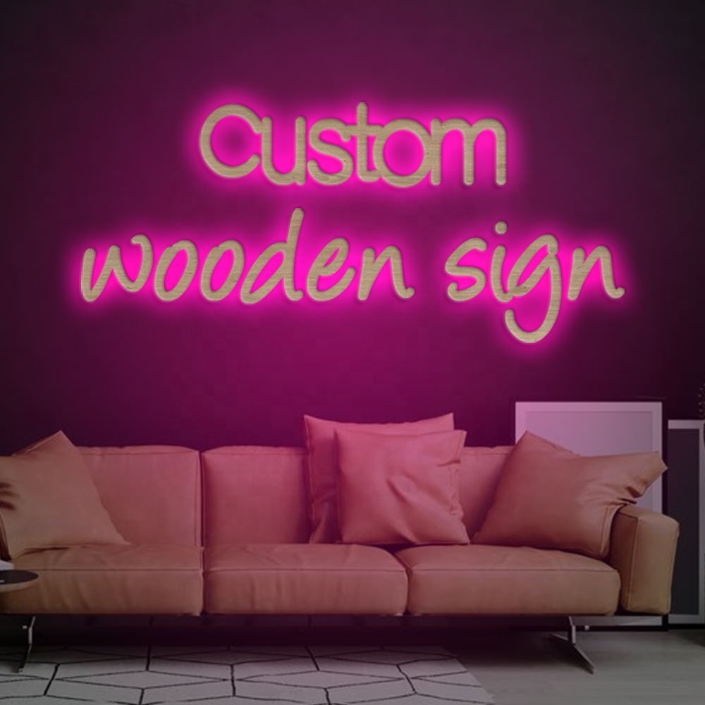 Fast Delivery Wooden Name Sign Decoration 3D Signage Backlit Customizable Front LED Neon Sign Custom for Advertising Decoration
