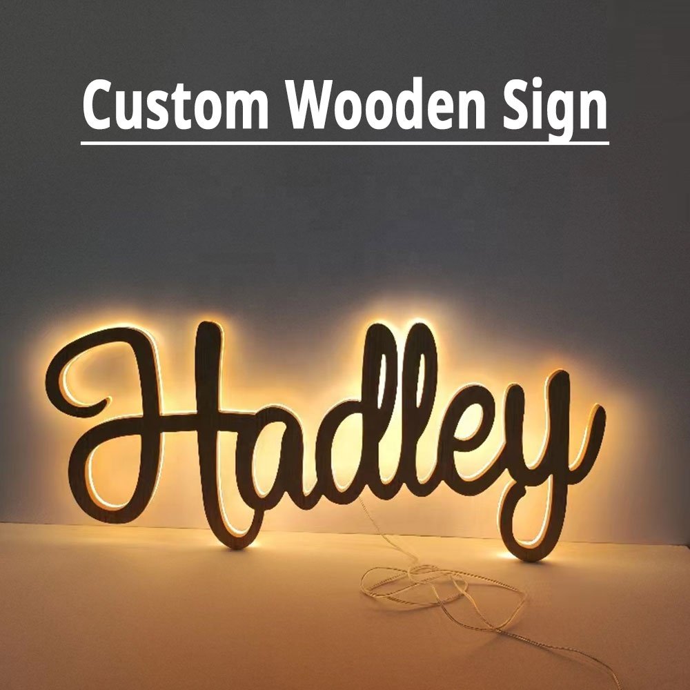 Fast Delivery Wooden Name Sign Decoration 3D Signage Backlit Customizable Front LED Neon Sign Custom for Advertising Decoration