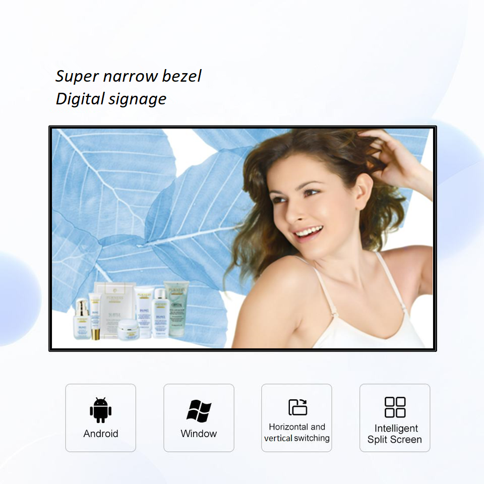 32inch hanging frameless digital signage LCD LED screen indoor slim edge advertising machine menu display board