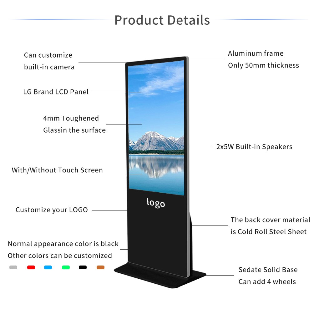 43 Inch Floor Standing Touch screen Kiosk Lcd Digital Signage Ad Display Kiosk Freestanding Advertising Display Digital Kiosk
