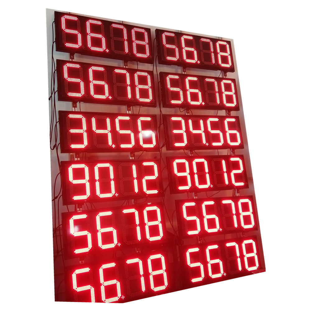 Gas station advertising totem pylon sign diesel fuel oil gas petrol led gas price sign board panel display screen.