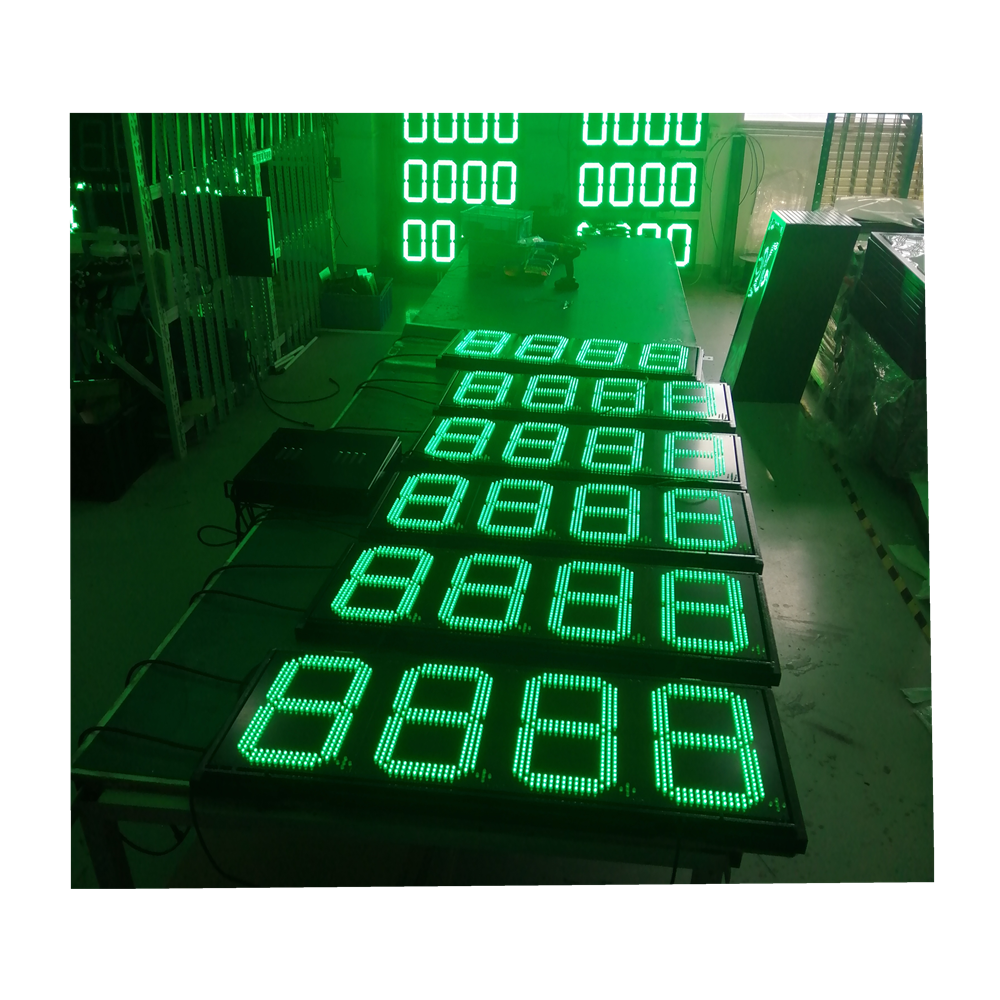 Gas station advertising totem pylon sign diesel fuel oil gas petrol led gas price sign board panel display screen.