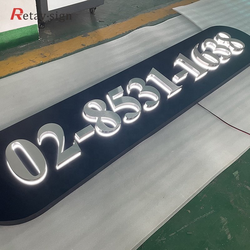 Factory custom business sign board indoor logo metal acrylic backlit light letters 3d sign