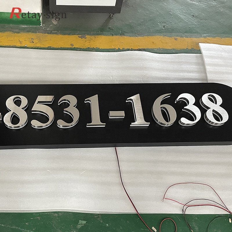 Factory custom business sign board indoor logo metal acrylic backlit light letters 3d sign