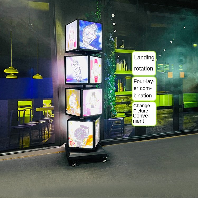 Outdoor Mobile Advertising Light Box Two to Four Floor LED Luminous Vertical Billboard Rotating Menu Display Board