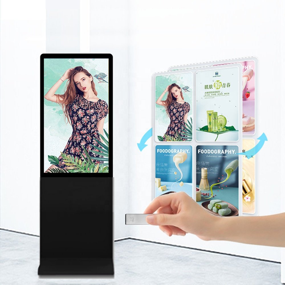 Mobile Digital Signage advertising boards 55 - 98 inch Interactive LCD advertising display
