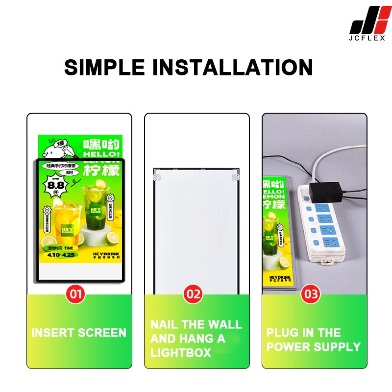 Ultra Slim LED Acrylic Panel Indoor/Outdoor Advertising Light Box Aluminum Profile Frame Rectangle Shape Restaurant Application