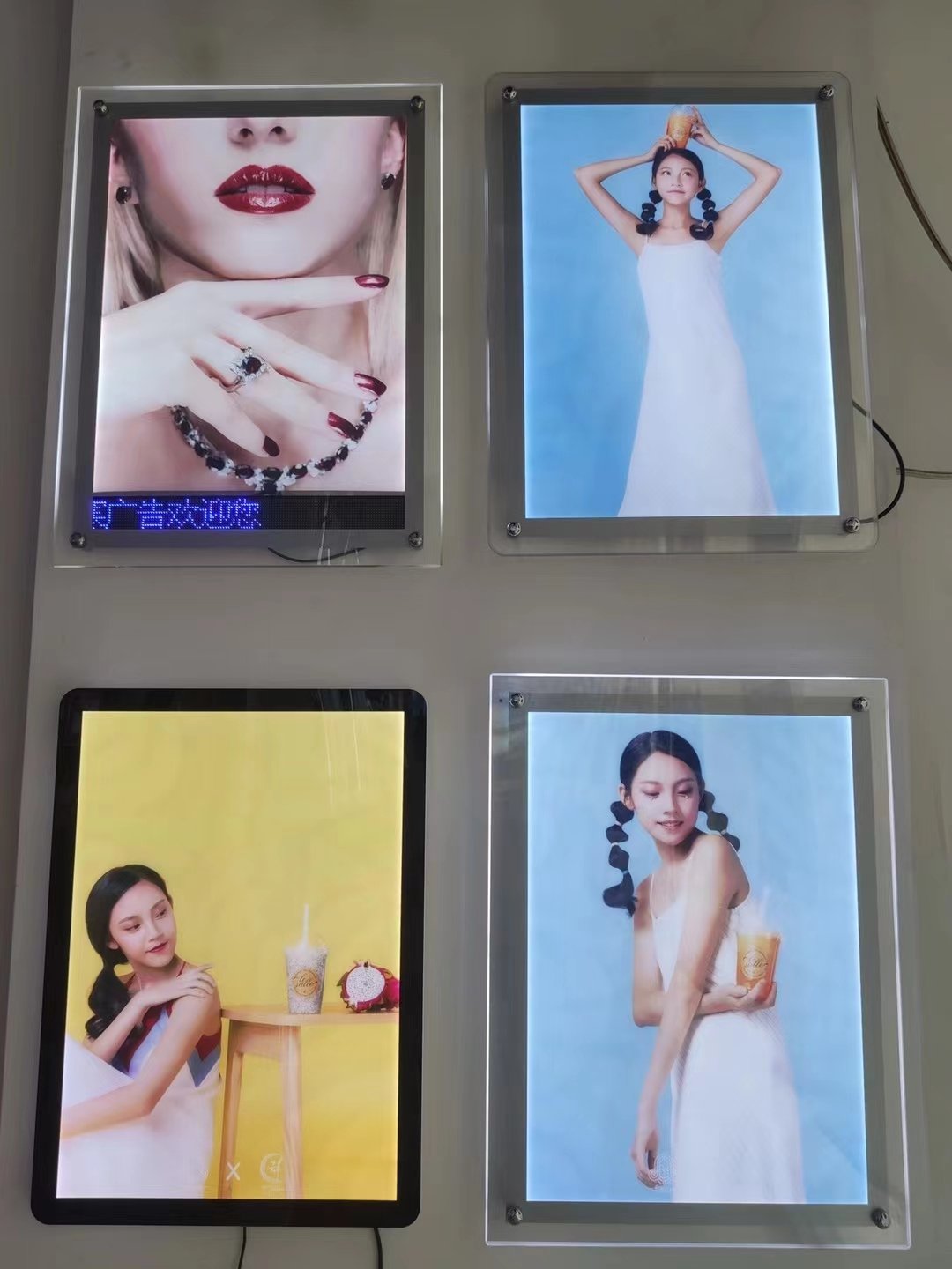 Real estate agent shop single side advertising LED acrylic glass display hanging A4 display board