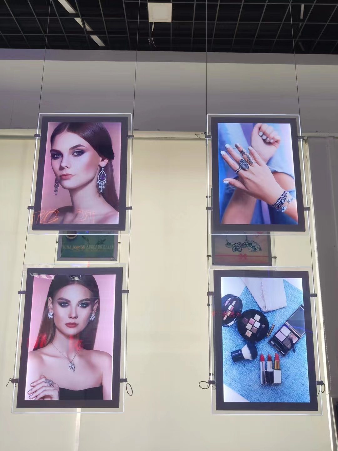 Real estate agent shop single side advertising LED acrylic glass display hanging A4 display board