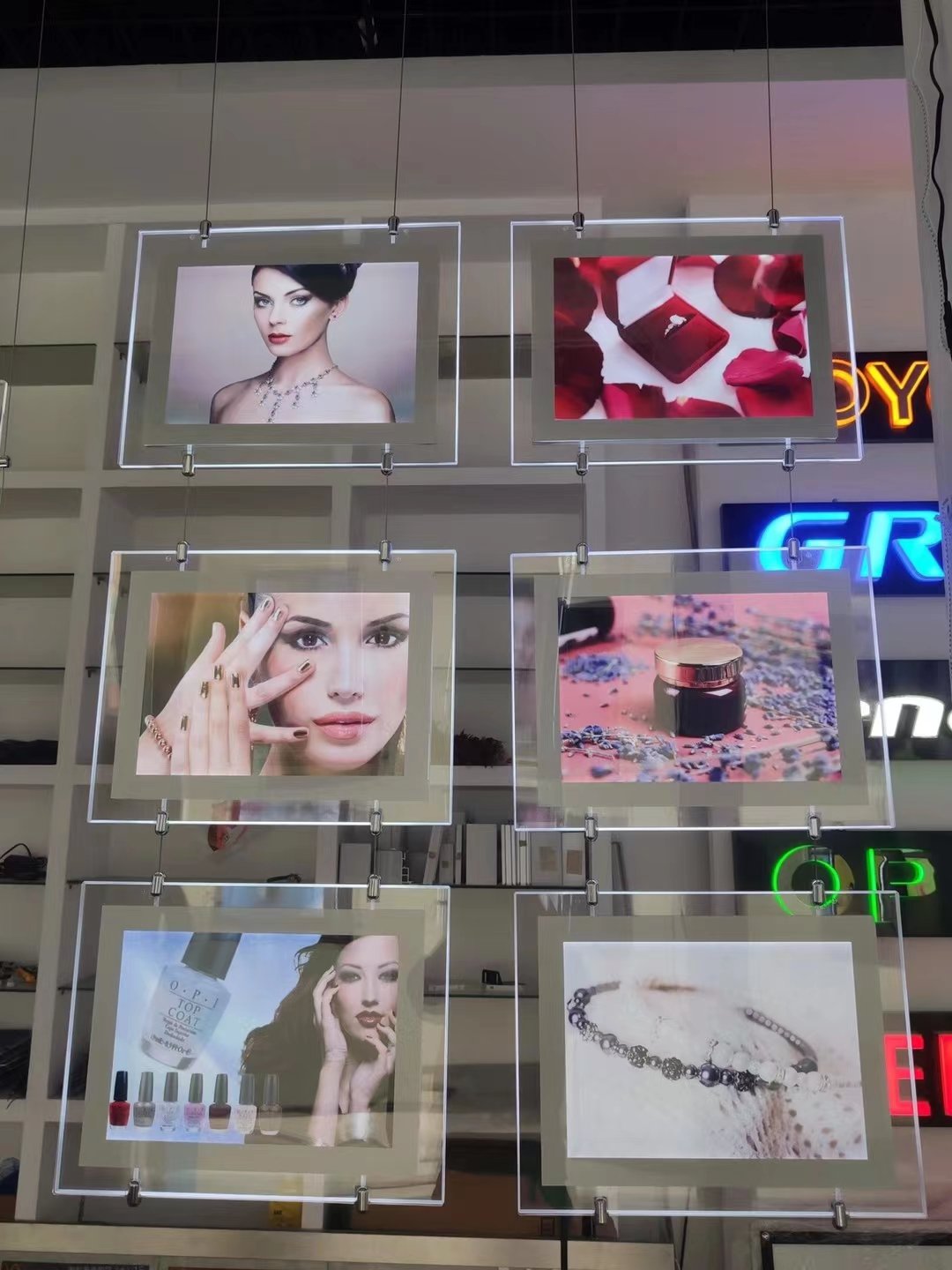 Real estate agent shop single side advertising LED acrylic glass display hanging A4 display board