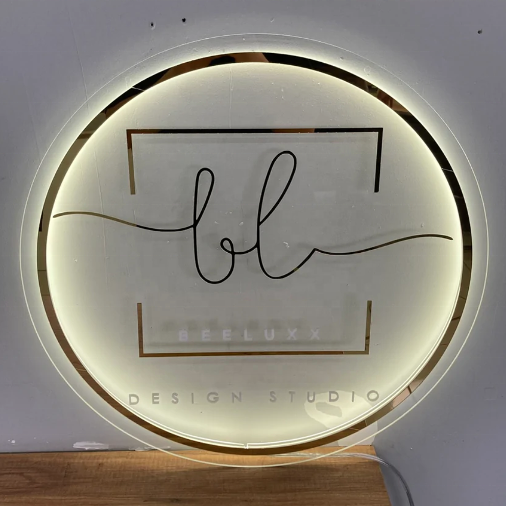 Led Sign Board Logo Signboard Wall Signs Custom 3D Light up Letters Signs Circle Name Plate Business High Quality Acrylic