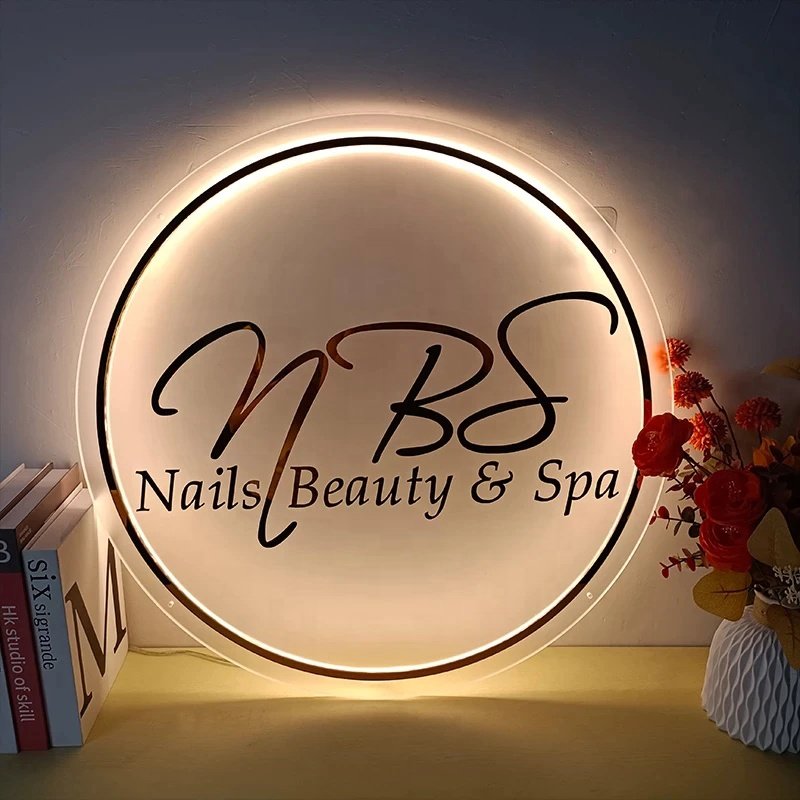 Led Sign Board Logo Signboard Wall Signs Custom 3D Light up Letters Signs Circle Name Plate Business High Quality Acrylic