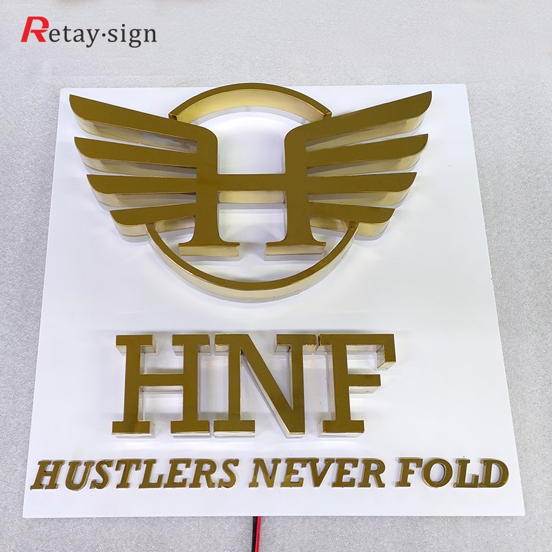 Premium Business Signs 3D Acrylic Logo Custom Metal Letters LED light up Barbershop Sign