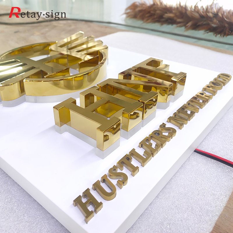 Premium Business Signs 3D Acrylic Logo Custom Metal Letters LED light up Barbershop Sign