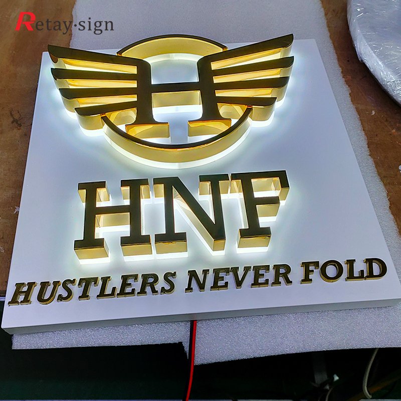 Premium Business Signs 3D Acrylic Logo Custom Metal Letters LED light up Barbershop Sign