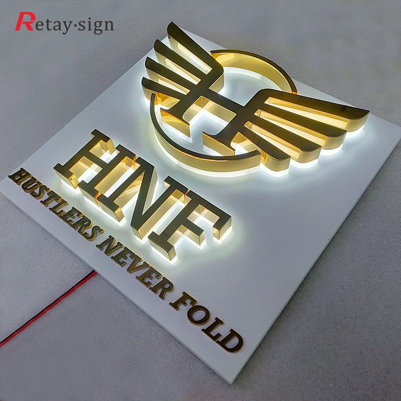 Premium Business Signs 3D Acrylic Logo Custom Metal Letters LED light up Barbershop Sign
