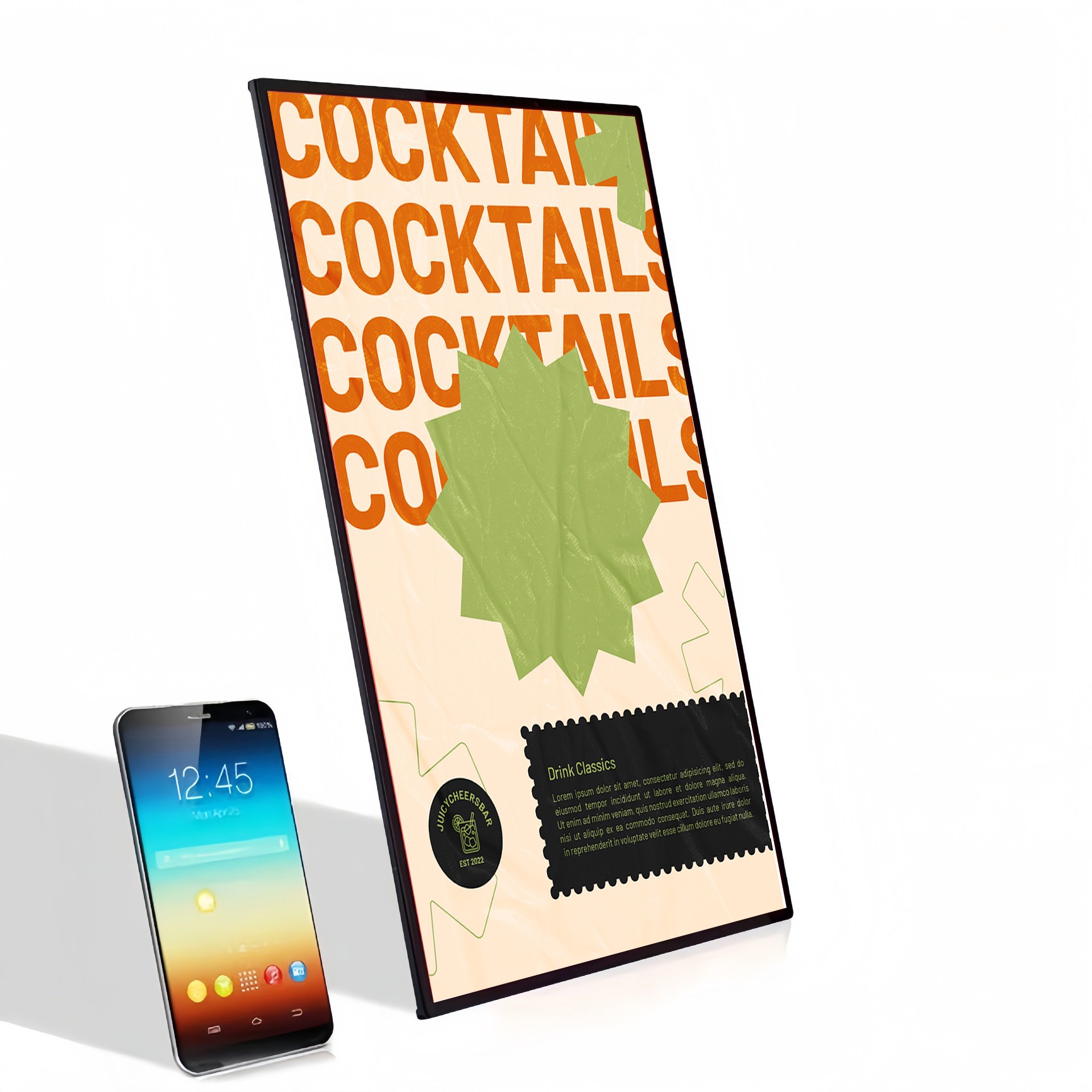 Super slim toughened glass panel advertising illuminated LED light box menu board poster frame signboard for restaurants