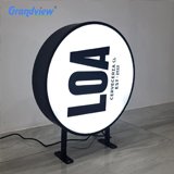 Grandview Manufacturer Custom Advertising Round Led Light Box Logo name boards for shop light box Signs
