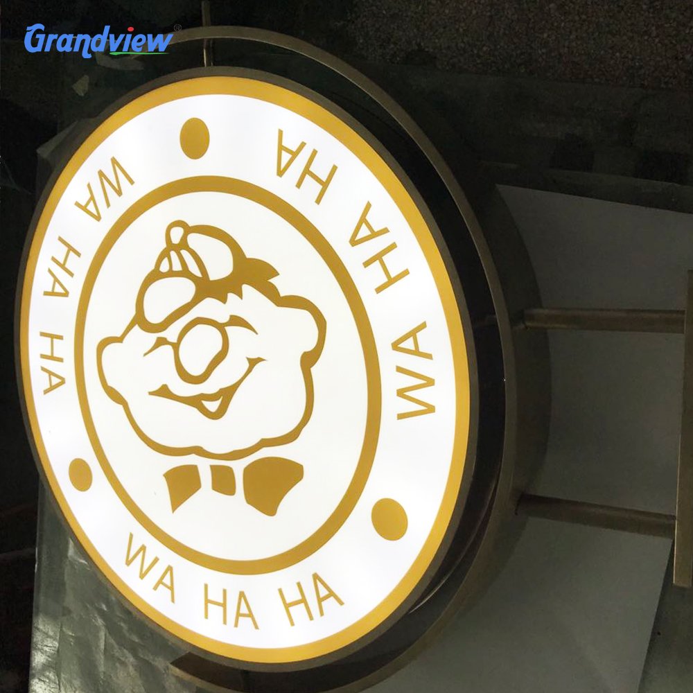 Grandview Manufacturer Custom Advertising Round Led Light Box Logo name boards for shop light box Signs